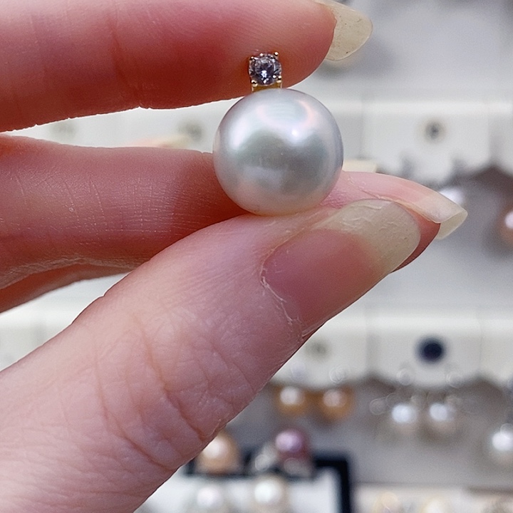 淡水珍珠银S925镶嵌颈饰12+A