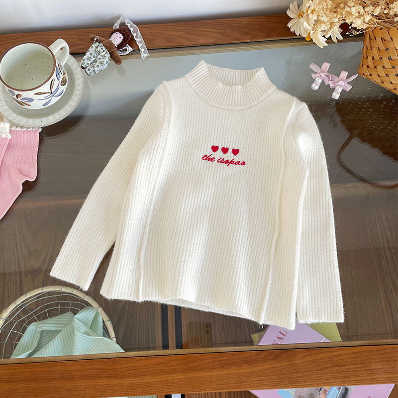 【现货】DW258018冬季儿童毛衣女童半高领打底衫百搭女宝冬装针织衫