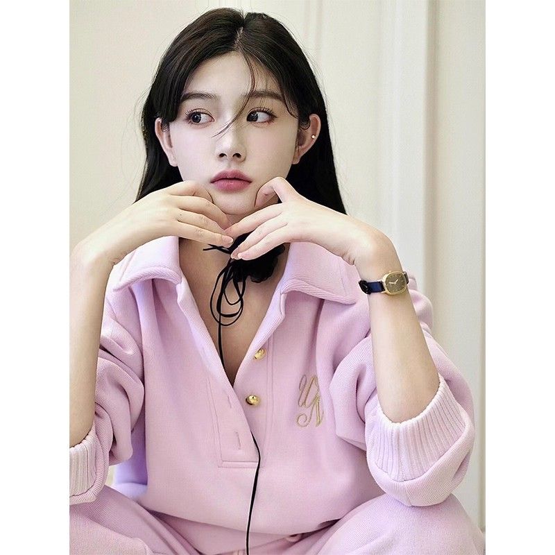 纯欲风显瘦宽松运动休闲新款高级感气质卫衣阔腿裤慵懒气质两件套