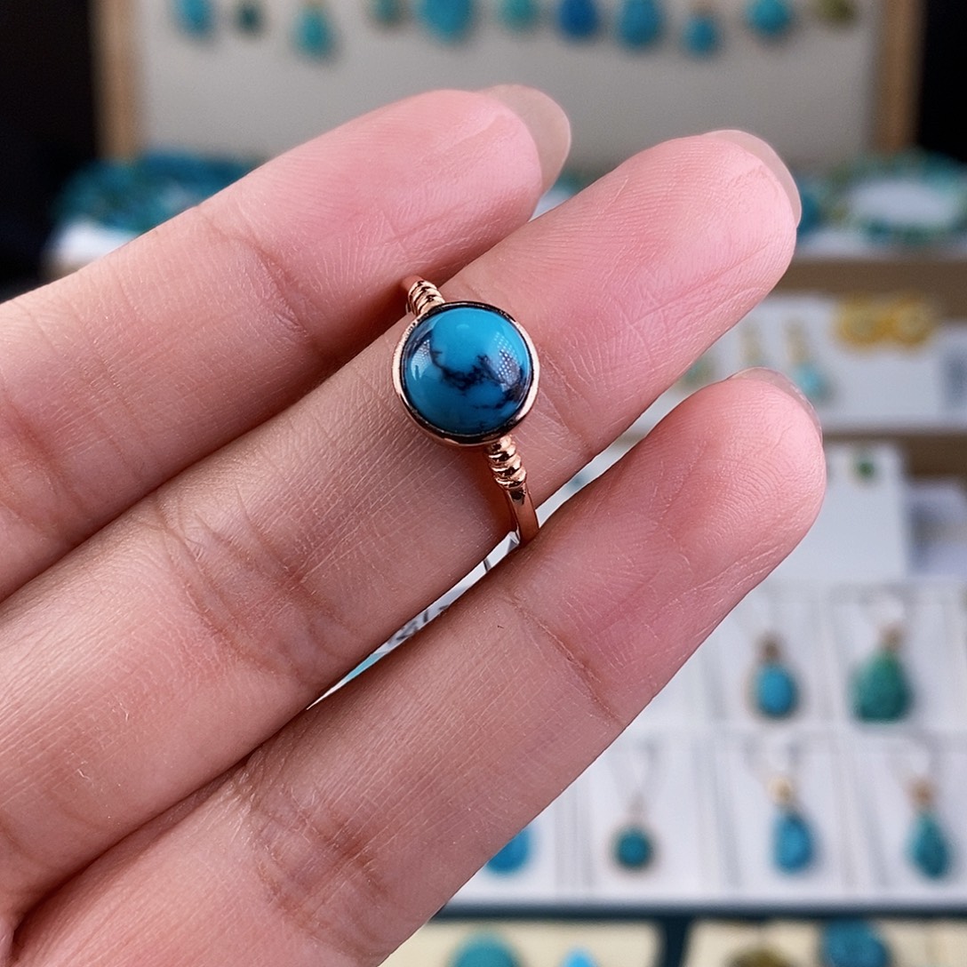 绿松石银S925镶嵌戒指绿松石戒指