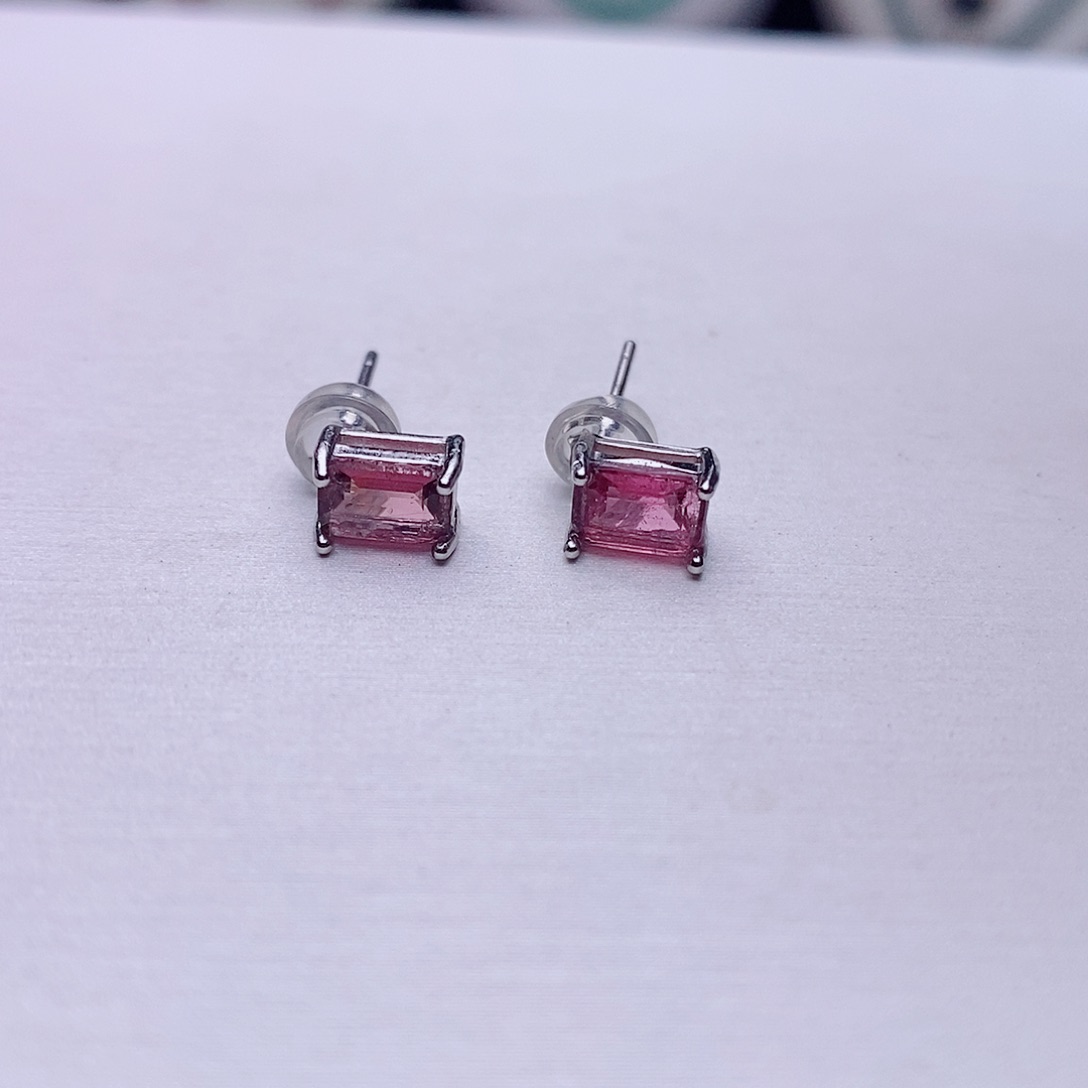 碧玺耳饰银S925镶嵌碧玺耳饰