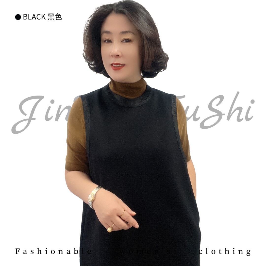 【金典女人服饰】设计感提花拼接马甲    显瘦圆领时尚百搭马甲3834