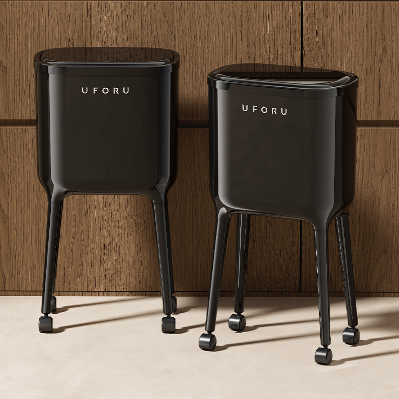 橱明星轻奢风高脚垃圾桶家用厨房可移动垃圾收纳桶大容量免弯腰