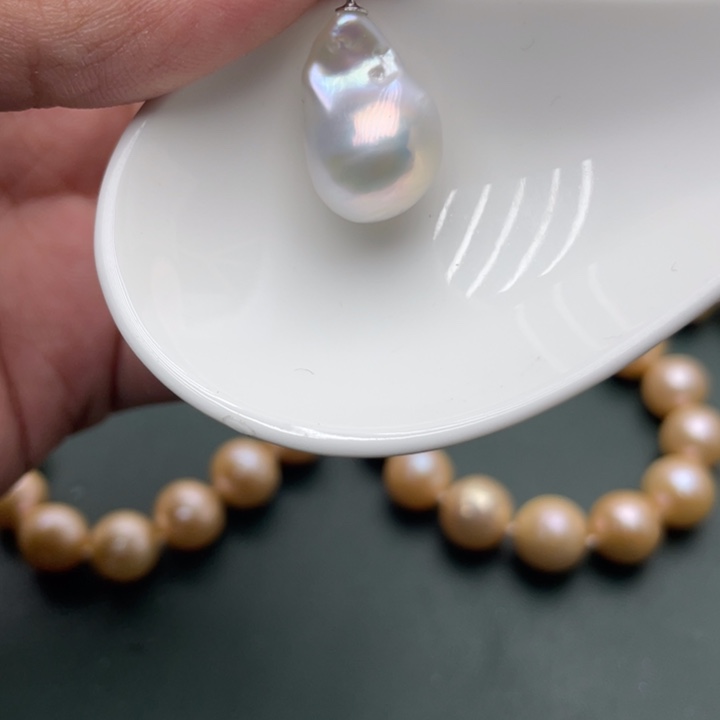 淡水珍珠吊坠(不含链)银S925镶嵌