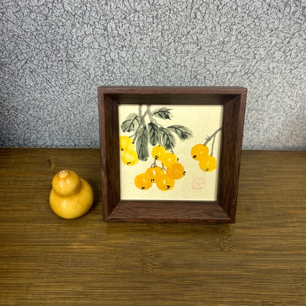 五寸手写手绘摆台-12*12-枇杷