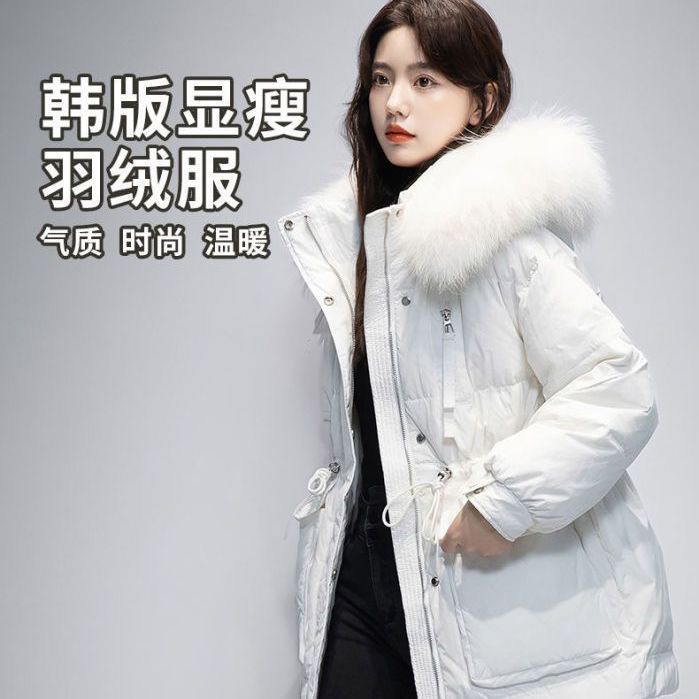 休闲收腰常规拉链纯色中长款温暖气质情侣保暖显瘦连帽