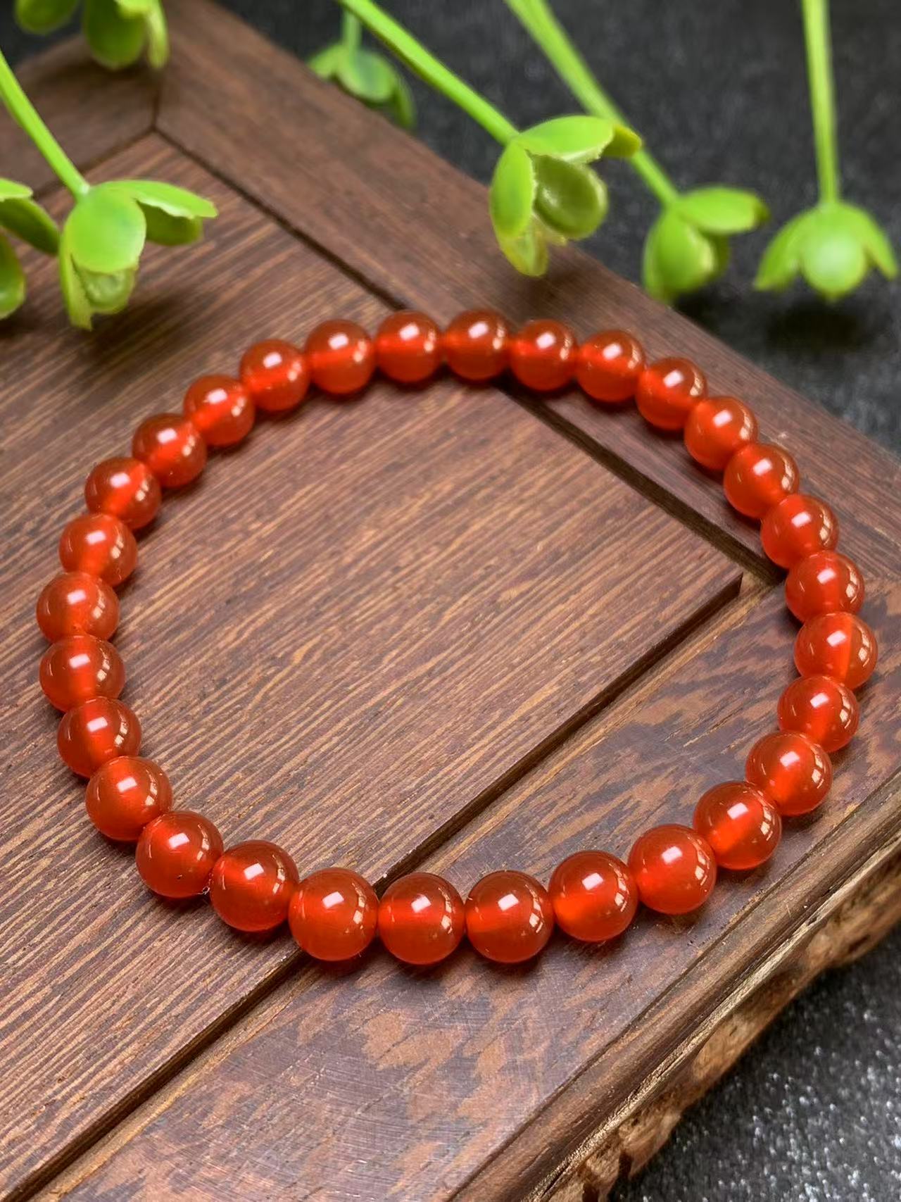 保山河湾料6m冰红手串手链天然珠宝女士