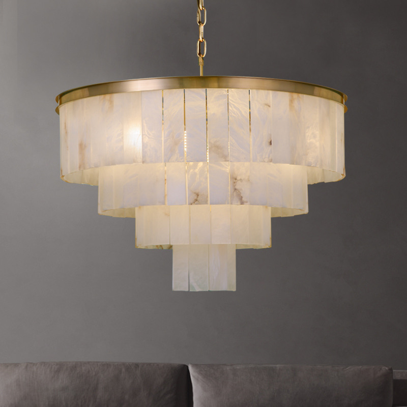 西班牙云石灯全铜客厅吊灯后现代简约轻奢设计师别墅复式餐厅灯具