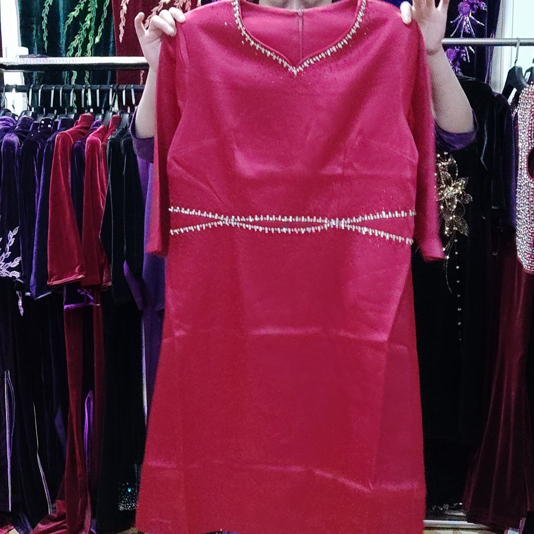 品牌默认勾丝假两件重工中长连衣裙4xl135斤左右