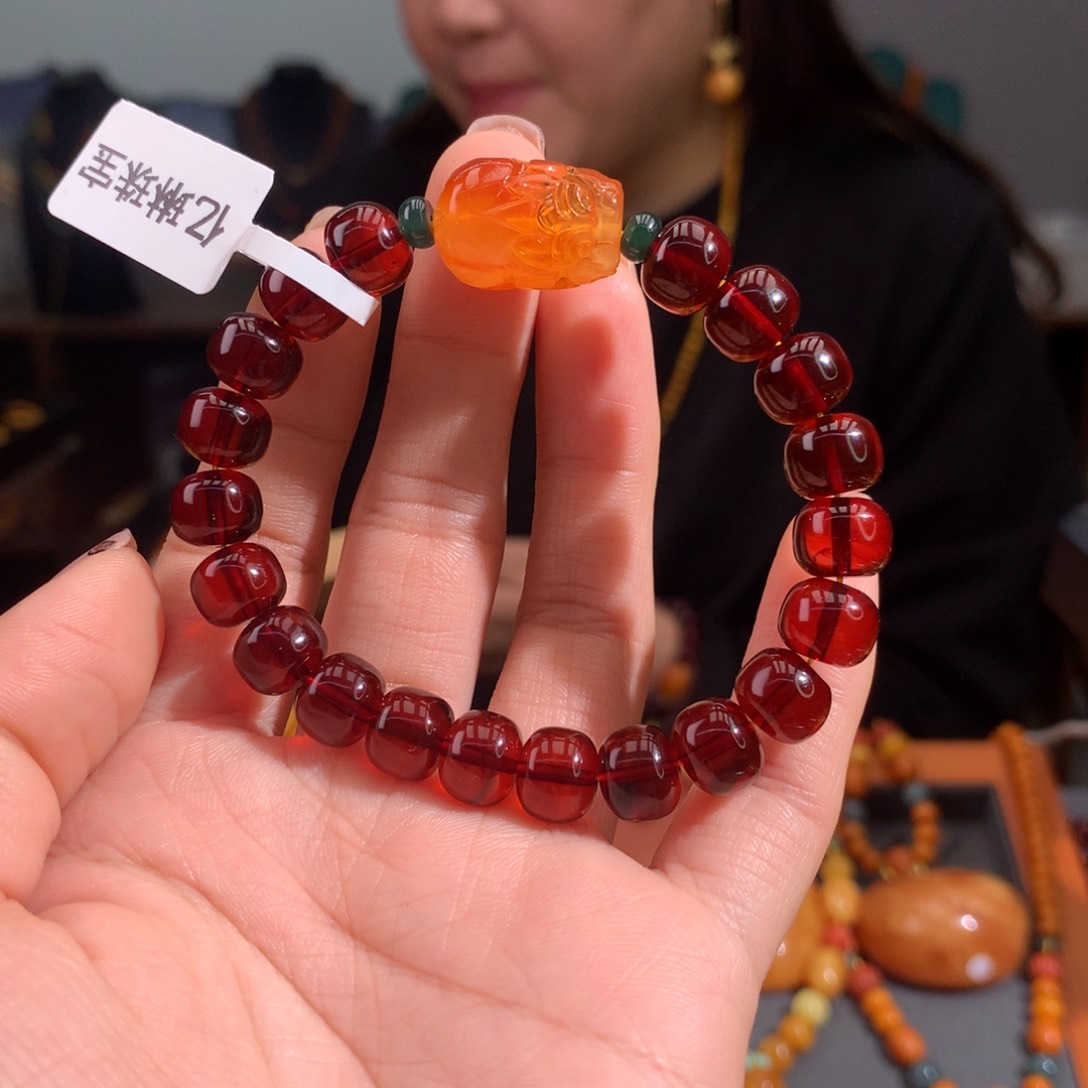 血珀手串未镶嵌天然