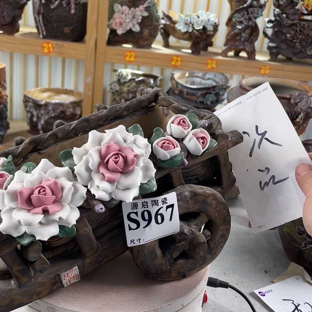 紫砂花盆景德镇陶瓷花盆967