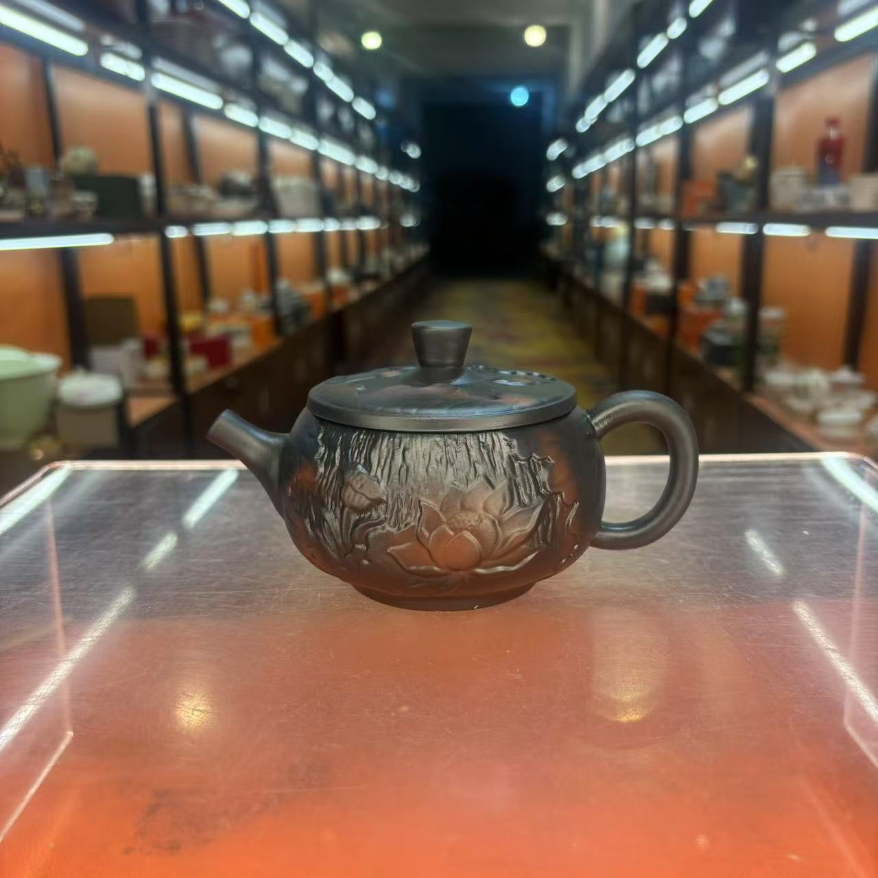 秋香茶具  紫陶清雅荷韵壶一壶两杯小套装（无礼盒）-2592