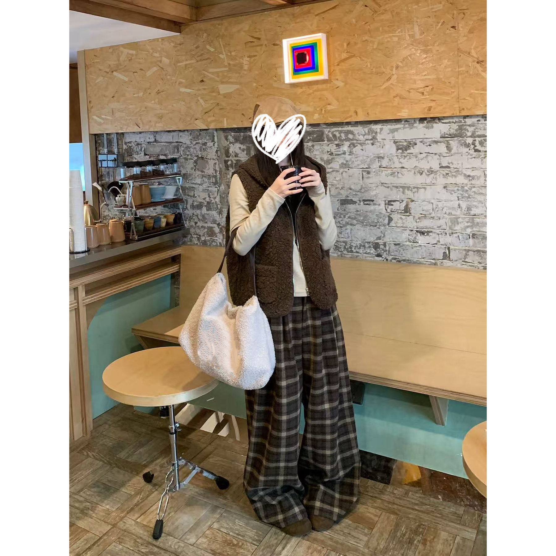 饺子@J6087 韩系时尚宽松连帽马甲 （衣长56）12-13