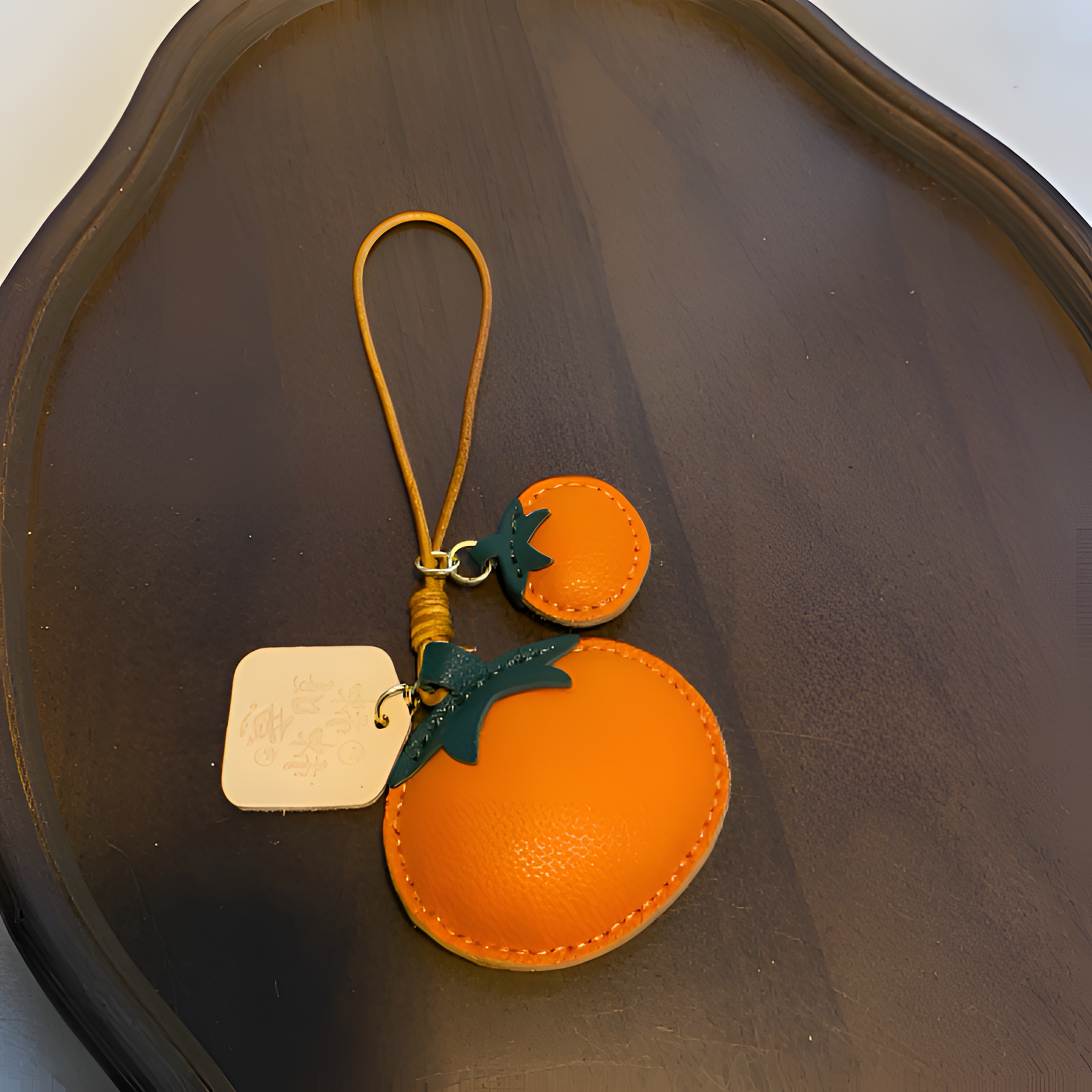 『柿柿如意』法国进口羊皮手缝包饰挂件汽车挂饰