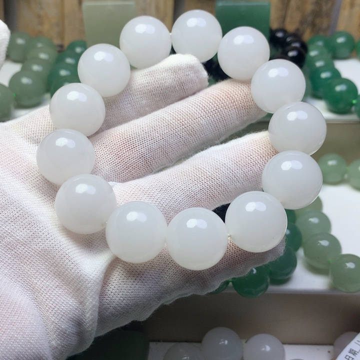 乄***杺东陵石未镶嵌手链天山翠珠子手链圆