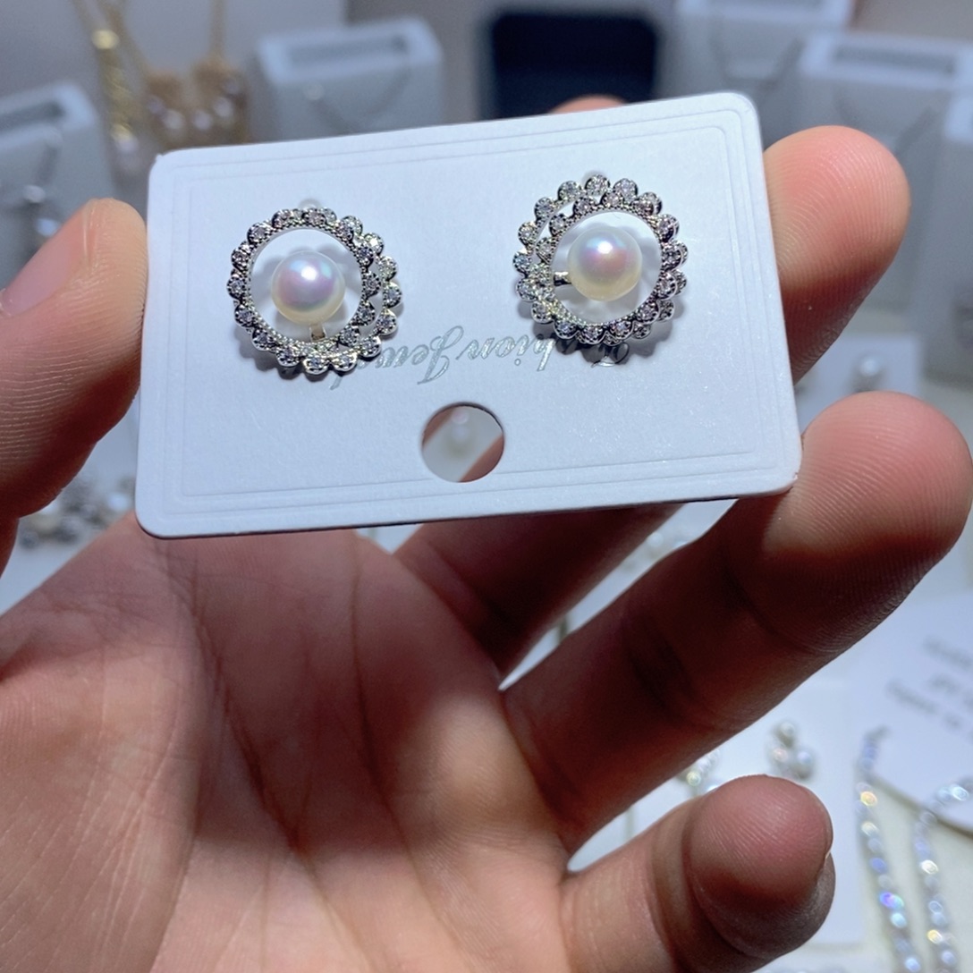 耳饰淡水珍珠银S925镶嵌
