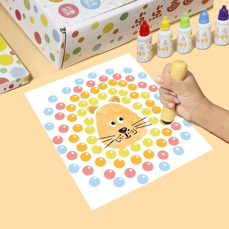 点点画画 点点笔涂色画填色画儿童手指画卡幼儿园专注力早教益智