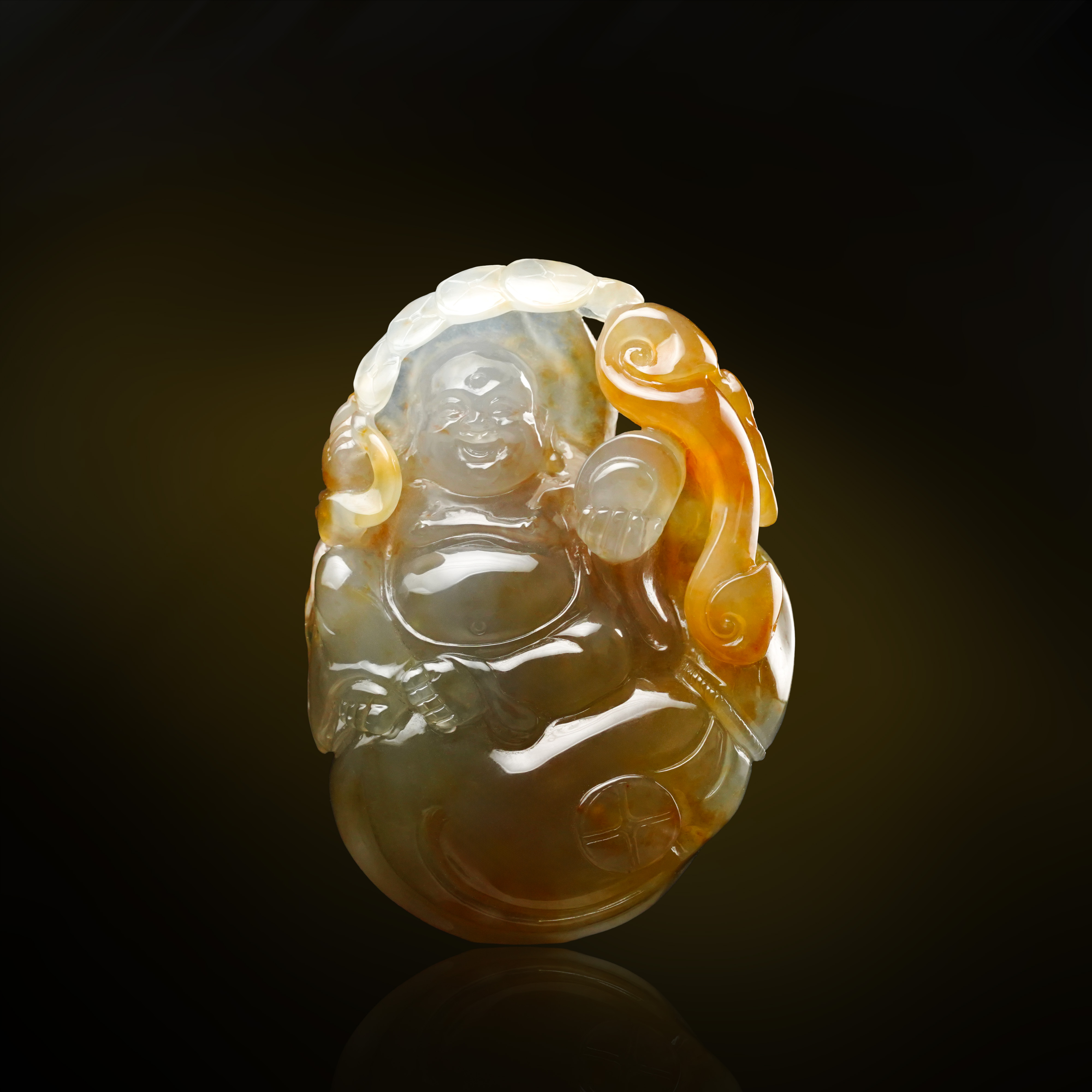 天然缅甸A货翡翠布袋佛挂件吊坠