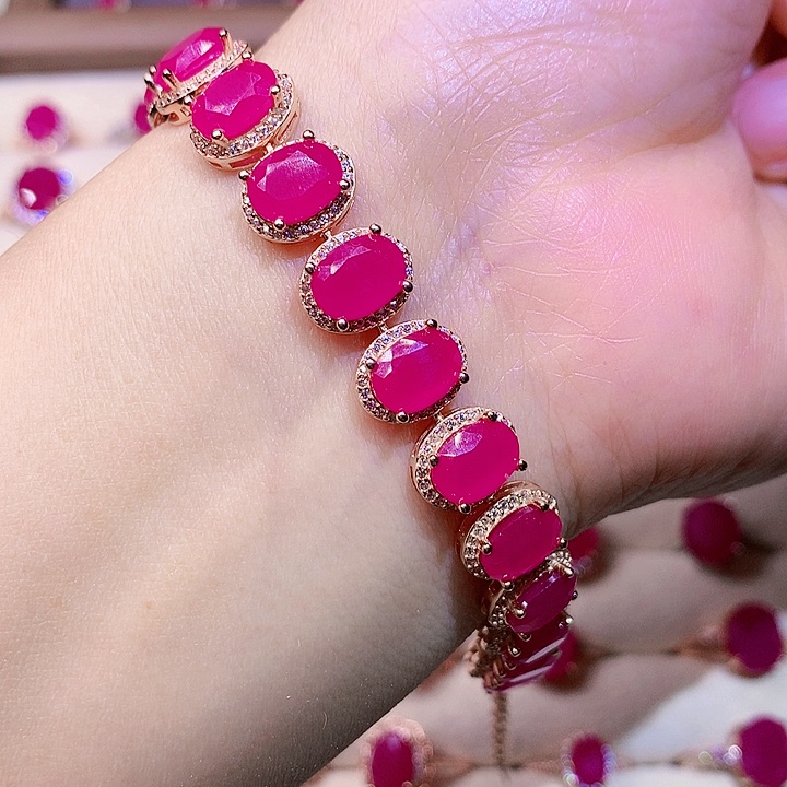 红宝石手链银S925镶嵌