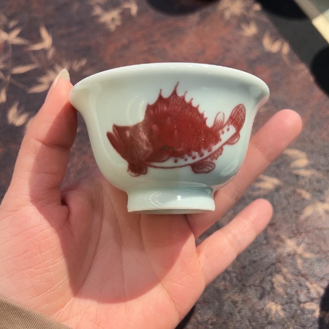 省大师亲工纯手工手绘原矿釉里红