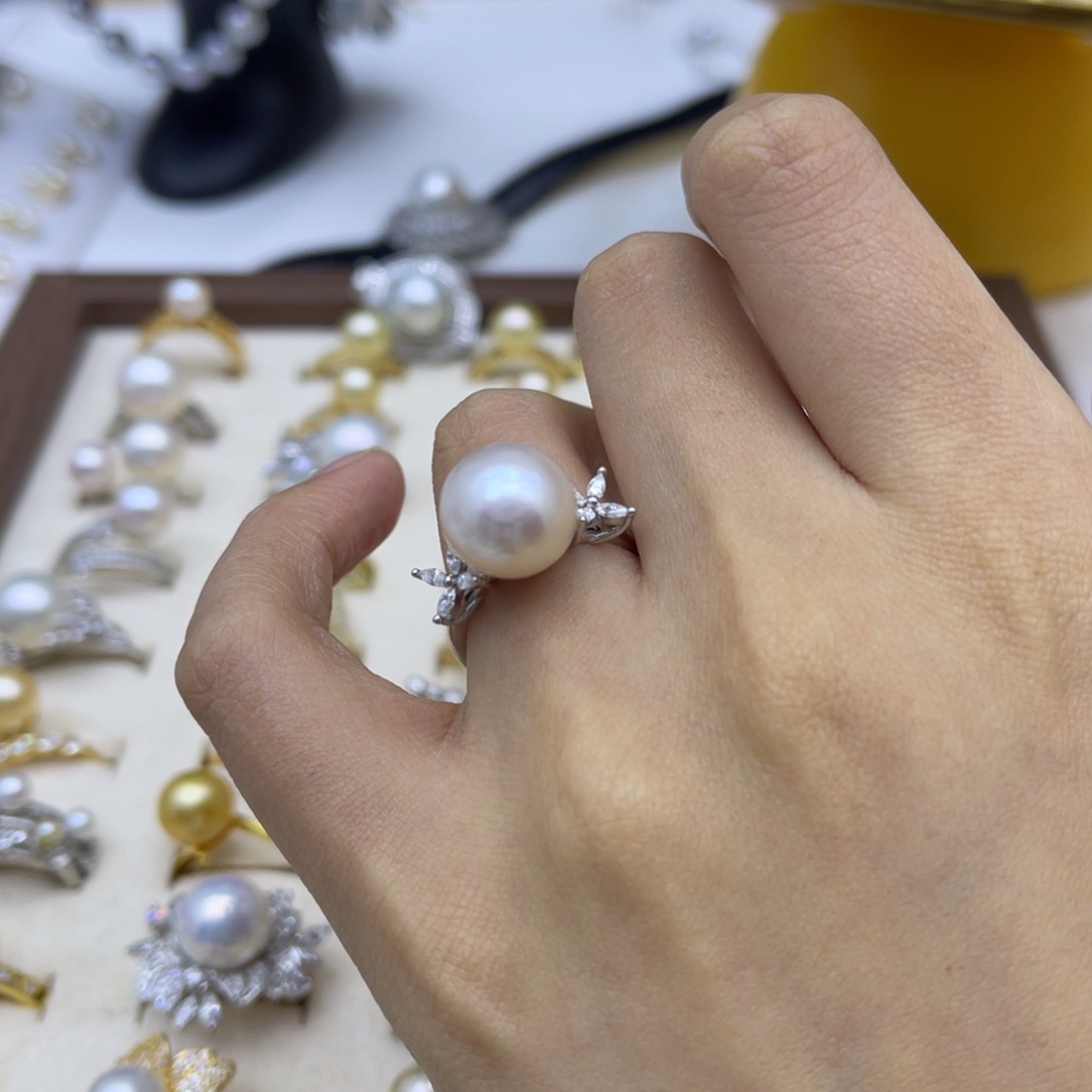 银S925镶嵌淡水珍珠戒指