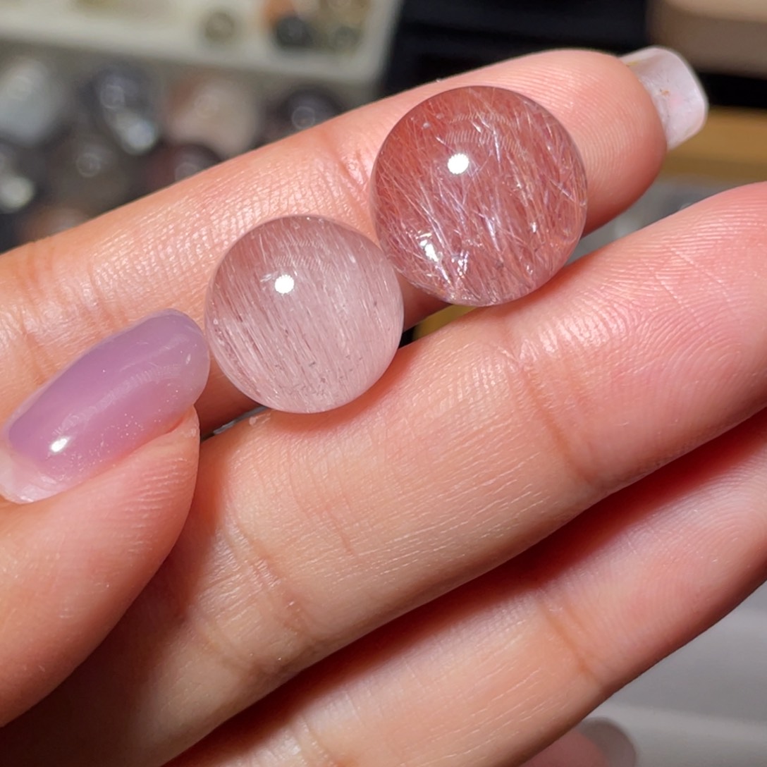 发晶珠宝半成品未镶嵌?*钢丝兔毛13.3/14.6mm