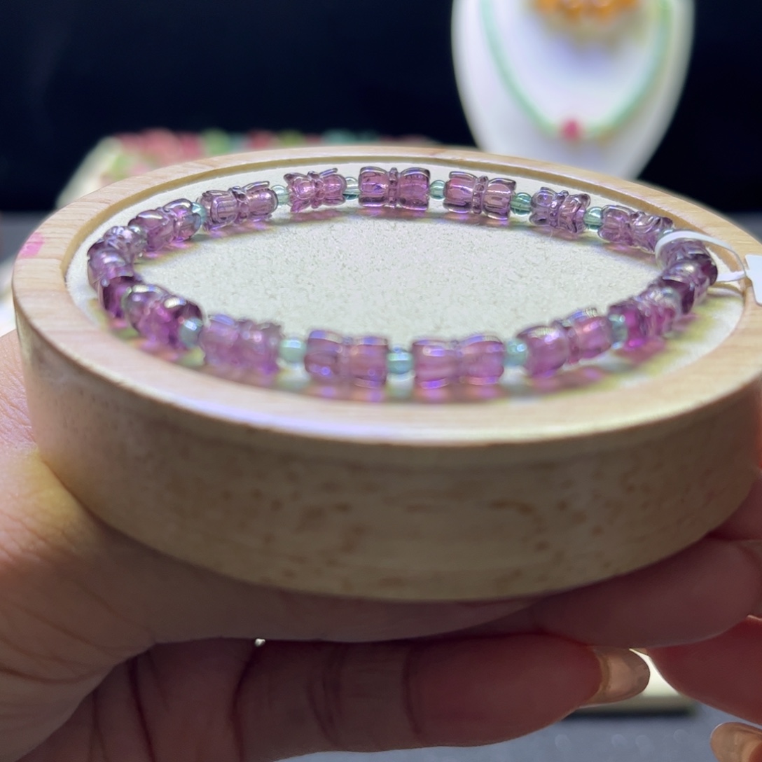 碧玺手链未镶嵌全紫莲花