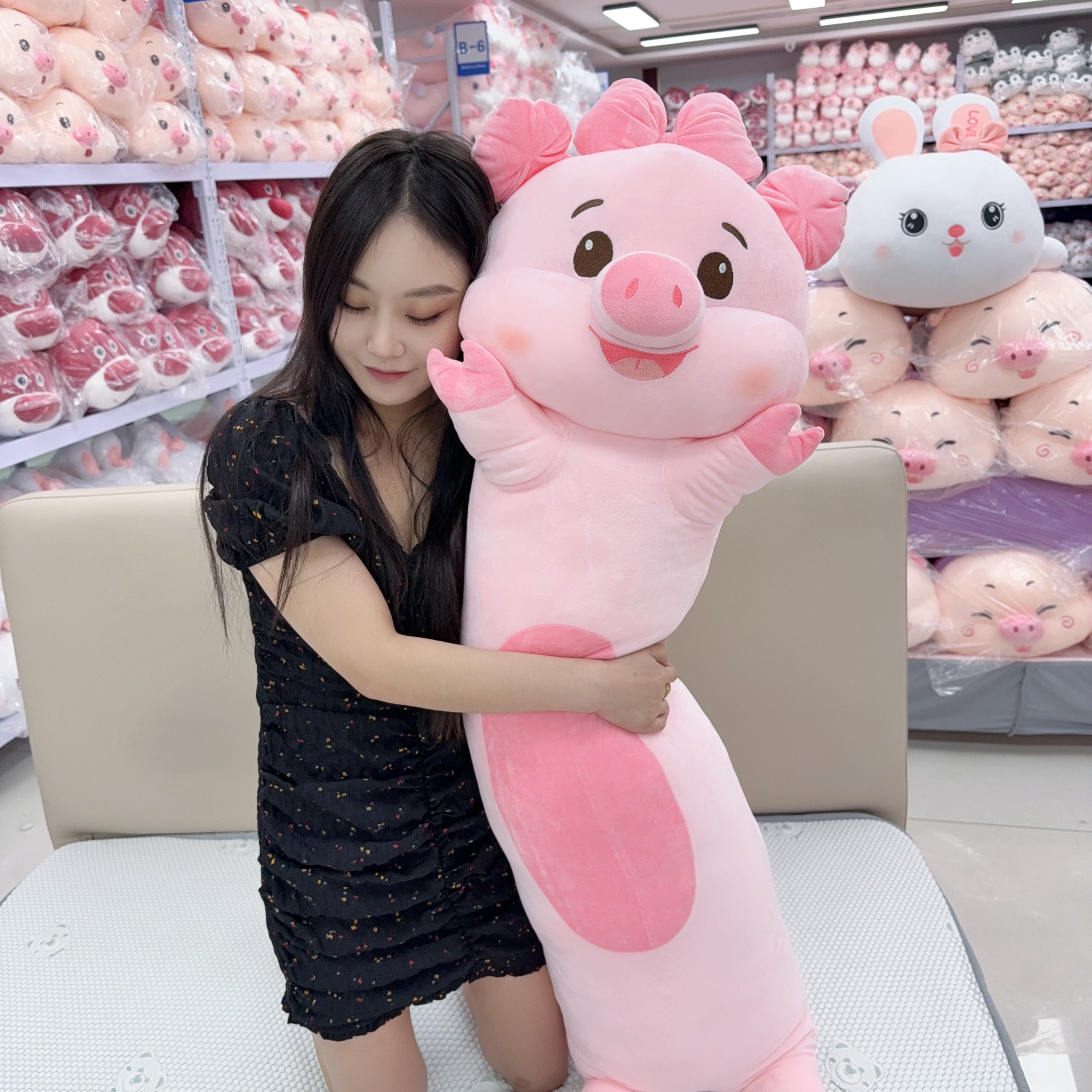 站款哈哈猪哈士奇萌兔萌虎1.2米毛绒玩具公仔睡觉抱枕长条可爱布