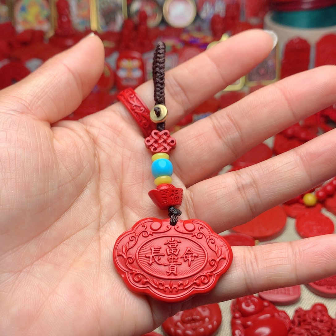 天然辰砂工艺品朱砂钥匙扣