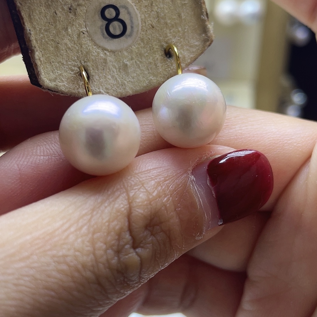 耳饰银S925镶嵌淡水珍珠