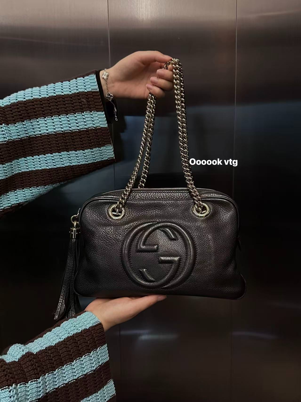 95新 GUCCI/古驰 CS6878   特惠！GUCCI古驰 黑色双G SOHO链条包