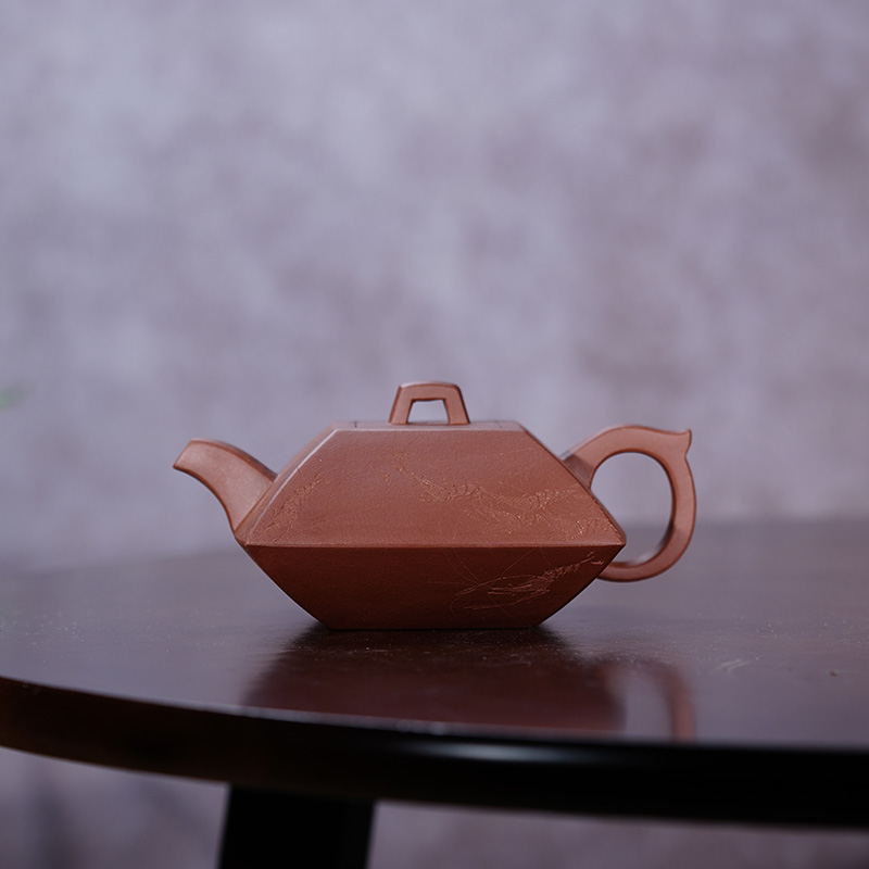 全手工底槽青四方合斗紫砂壶300cc