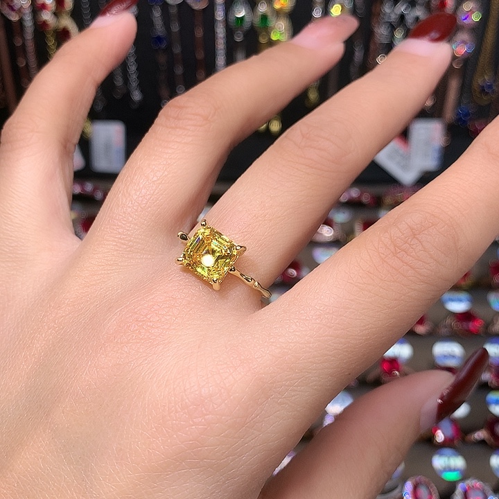 水晶戒指银S925镶嵌黄水晶