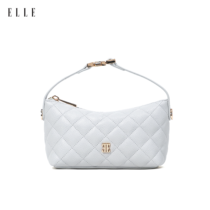 ELLE25年夏季新款【暑期好物】油蜡菱格皮单肩包时尚设计手提斜挎包