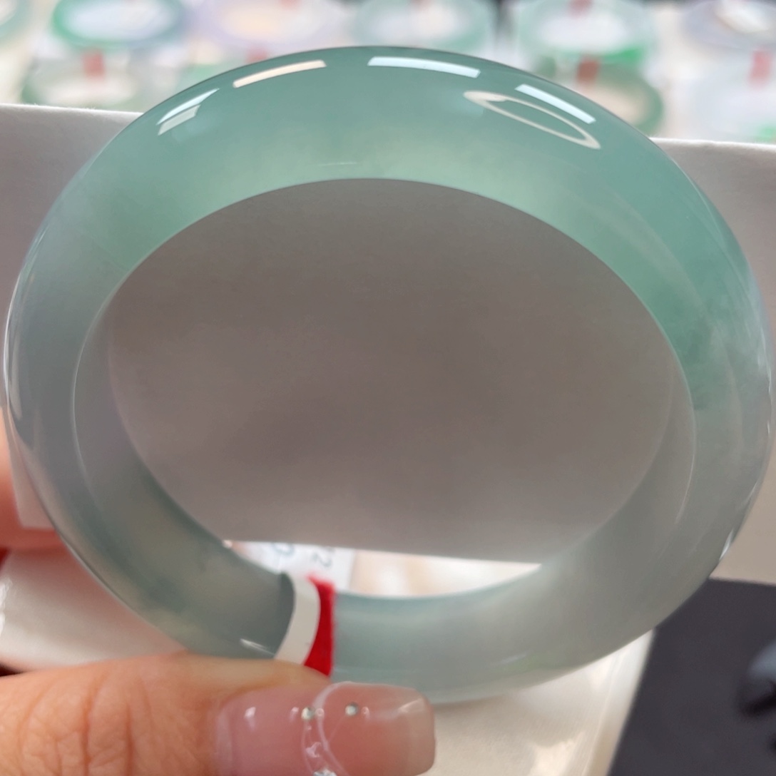 【闪购商品】翡翠未镶嵌手镯56冰透湖光山色蓝绿2号