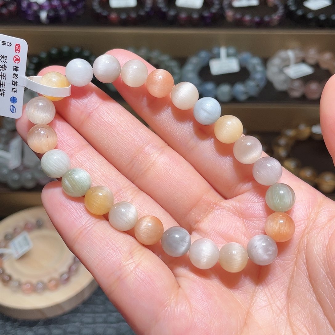 水晶手链未镶嵌兔毛手链，晶体通透