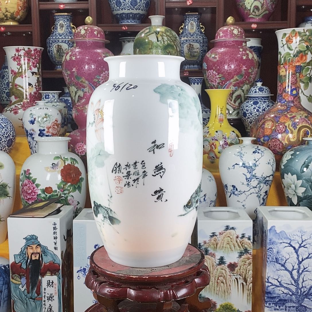 摆件景德镇陶瓷冬瓜瓶