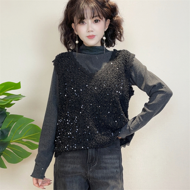迪否两件套打底针织衫2025秋冬新款时尚百搭女士上衣2355