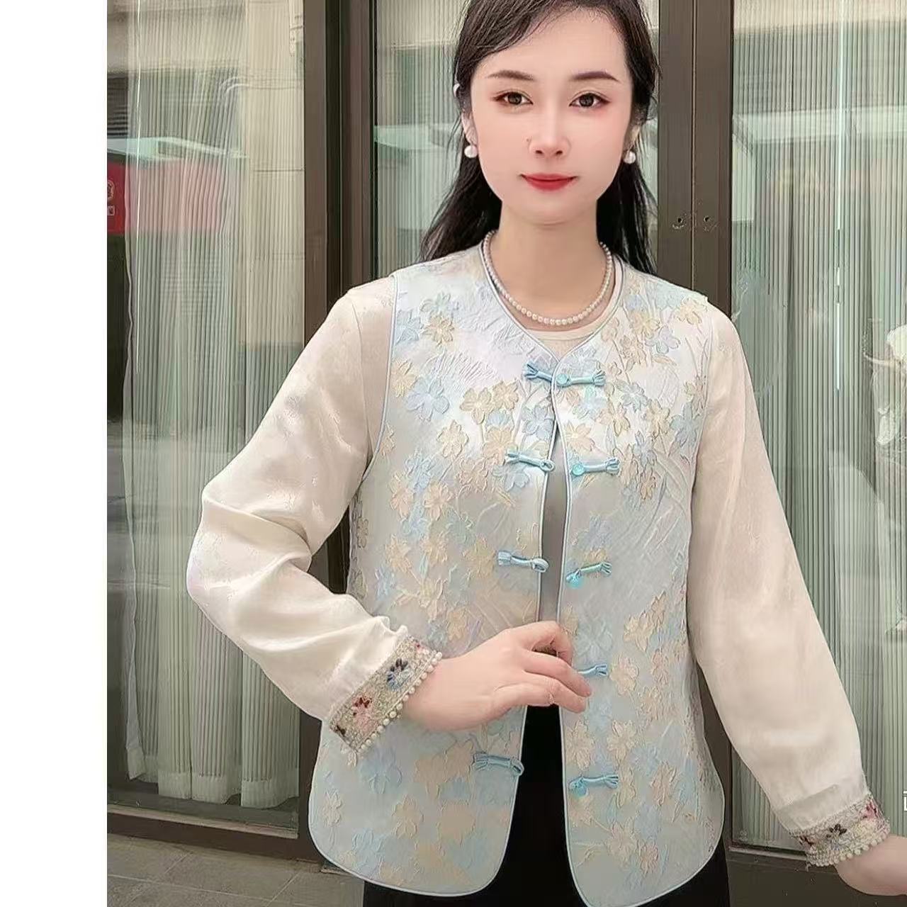 新国风立体浮雕花马甲时尚百搭精致新款无袖马夹复古中国风中式
