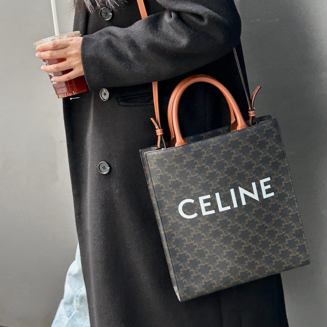 95新 Celine/思琳 95新-凯旋门经典满印老花托特包Tote大号