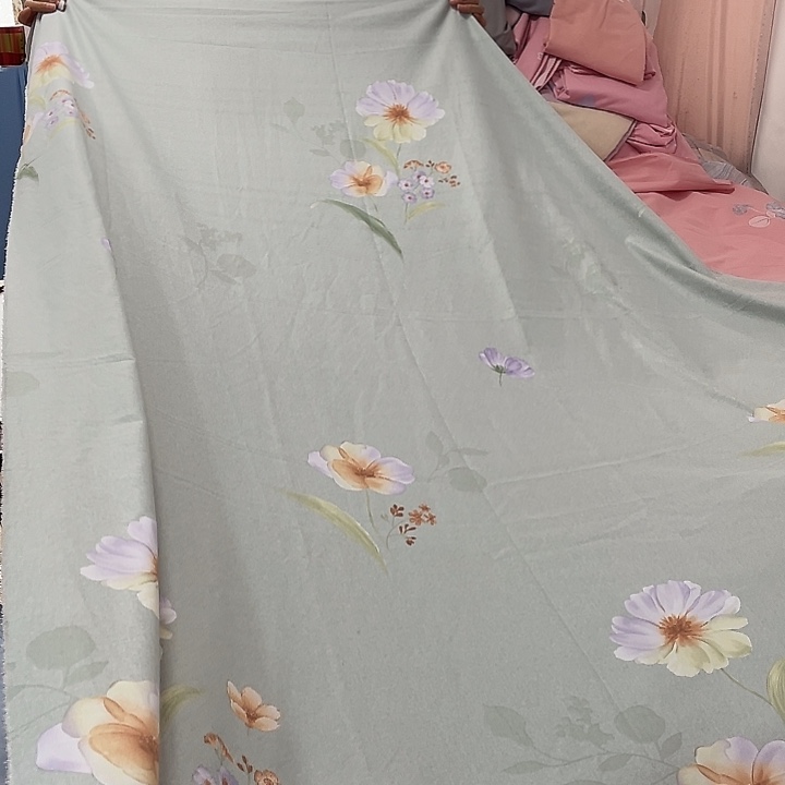 莫代尔纤维长绒棉豆绿花朵1.6米