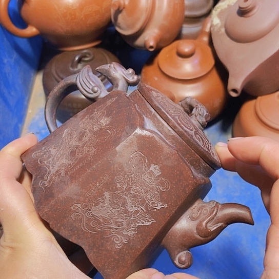 茶壶绿泥宜兴紫砂全手工制作