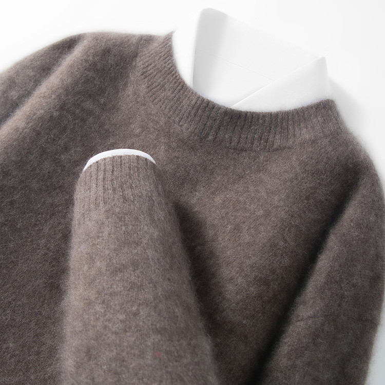 2025新款含羊绒4.5羊毛95.5拉绒工艺圆领男士半高领纯色秋冬