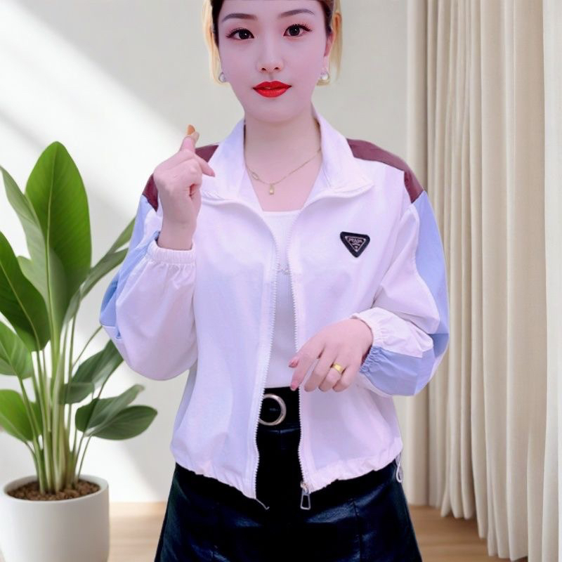 夏季透气短款拼色防晒外套上衣女2025新款小个子薄款上衣外套休闲