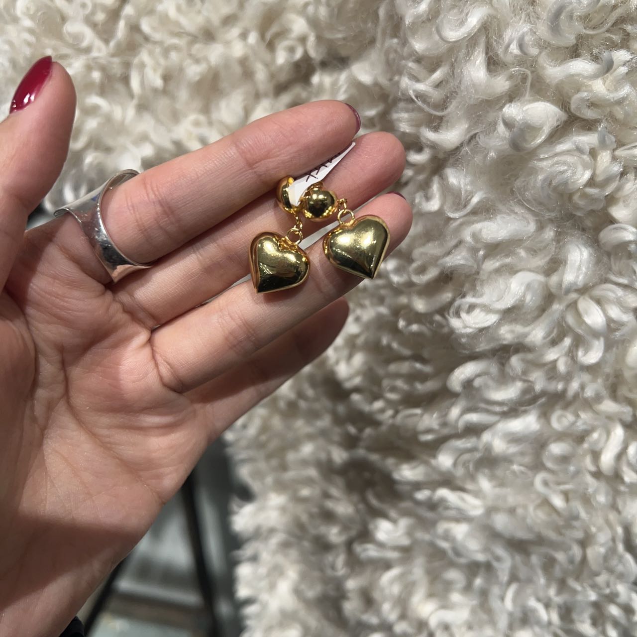 925银耳饰 1231 TJ韩国女装韩国直播代购925银 桃心吊坠耳饰饰品 