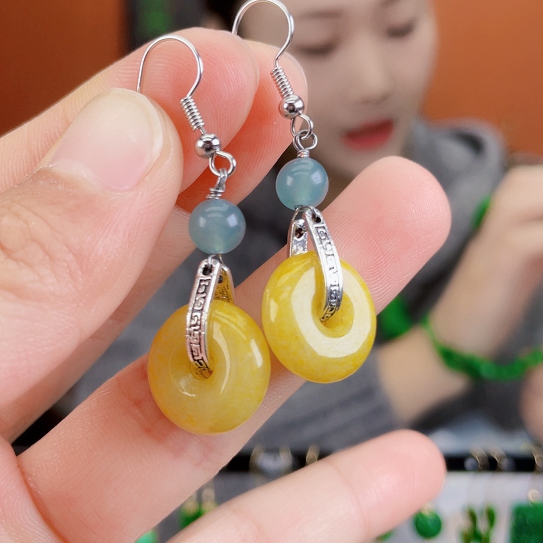 翡翠未镶嵌耳饰饰品