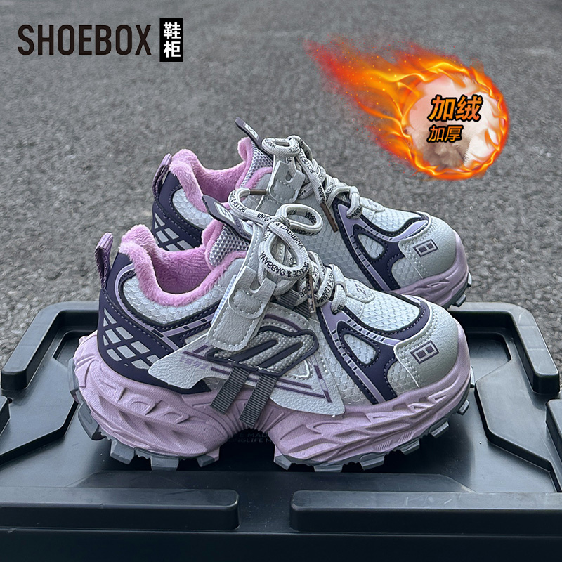 达芙妮集团旗下女童老爹鞋加绒保暖2025新款冬季软底运动棉鞋男童