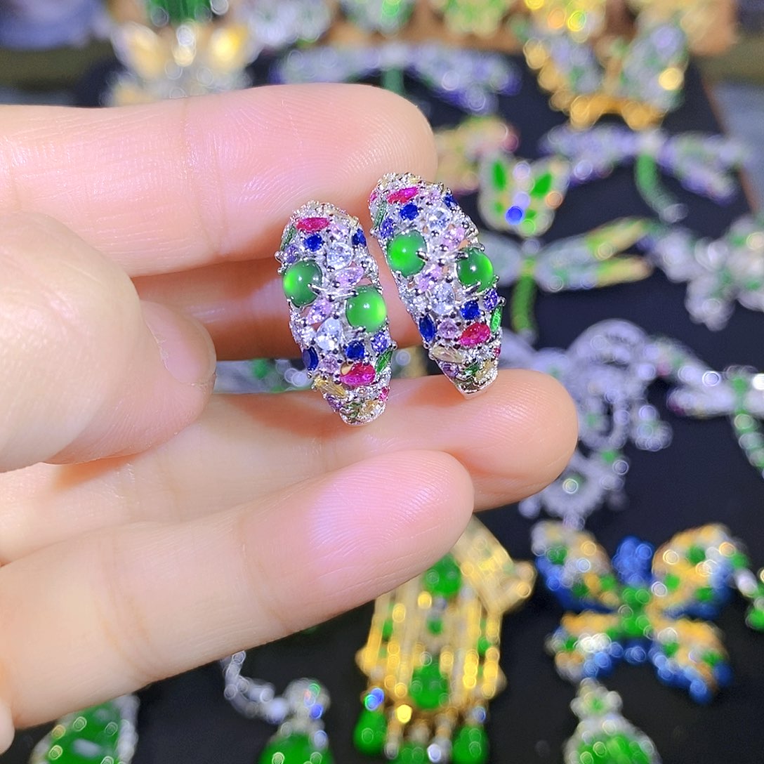 吊坠(不含链)银S925镶嵌翡翠