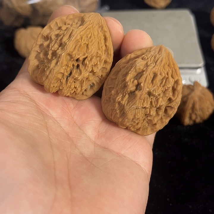 把件文玩核桃38左右红狮子，练手对，编号00005