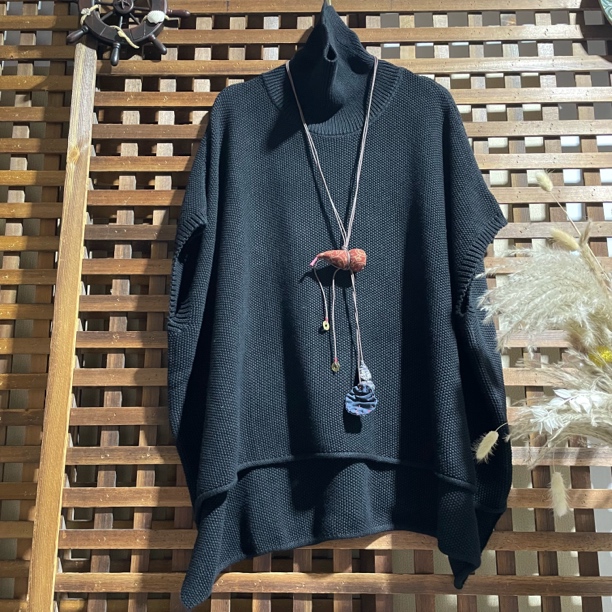 秋冬宽松型条纹立领长袖毛针织衫百搭保暖